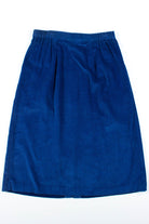 Blue Corduroy Button Front Skirt