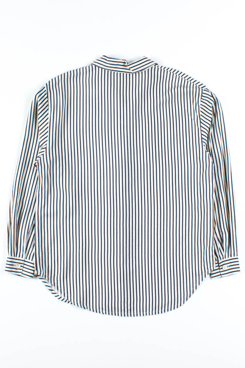 White & Navy Silk Shirt