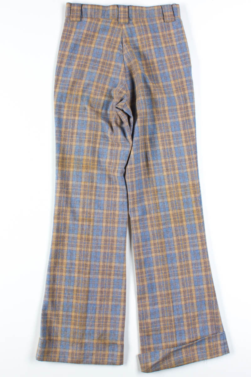 Blue & Tan Washed Plaid Pants