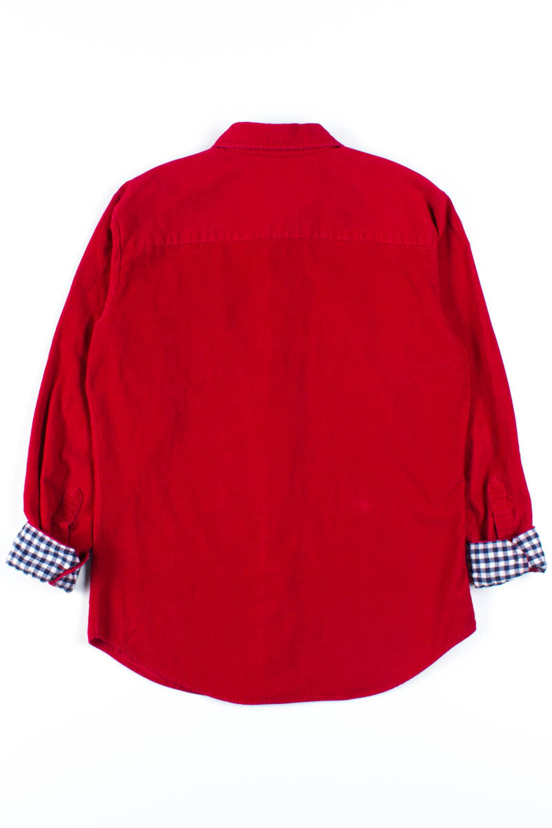 Red Corduroy Button Up Shirt
