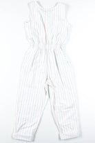 90s White Striped Sleeveless Jumpsuit