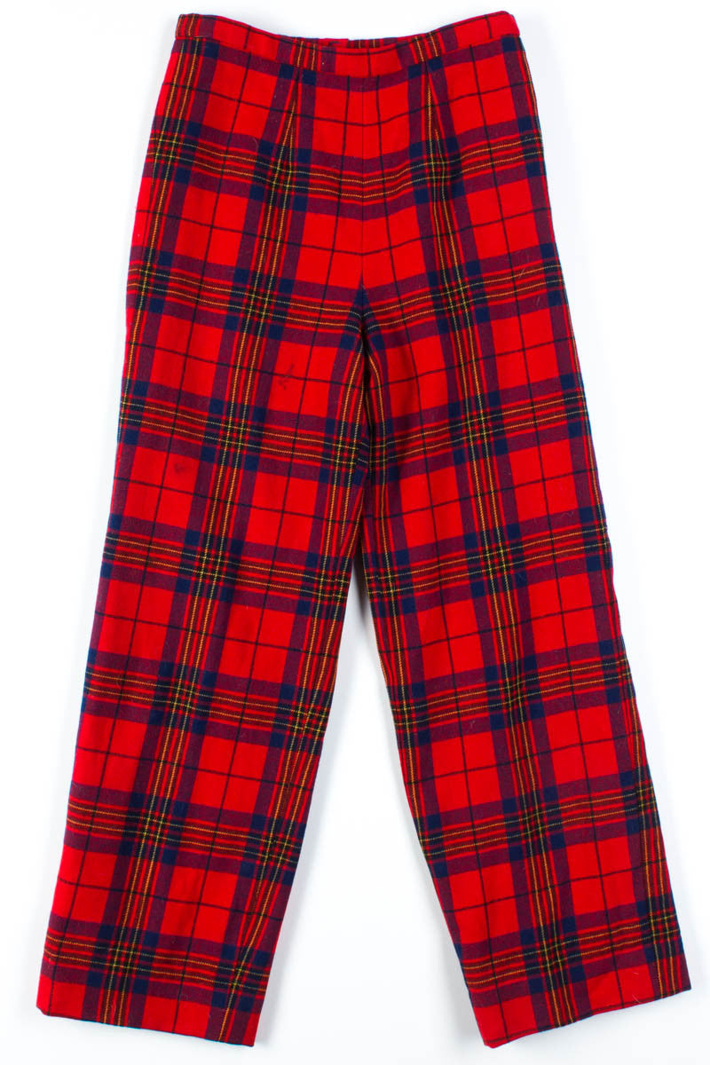 Red Wool Vintage Plaid Pants (sz. 12)