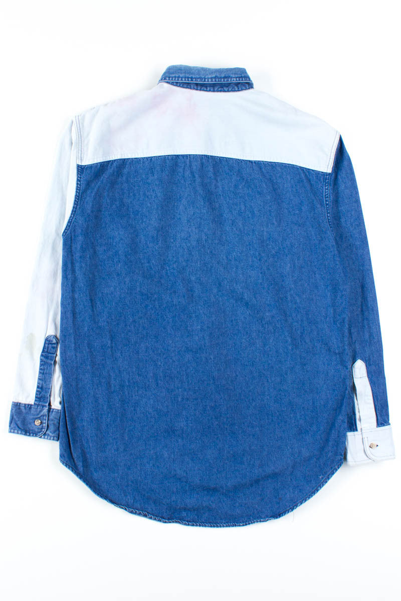 Denim-Panelled Button Down Shirt