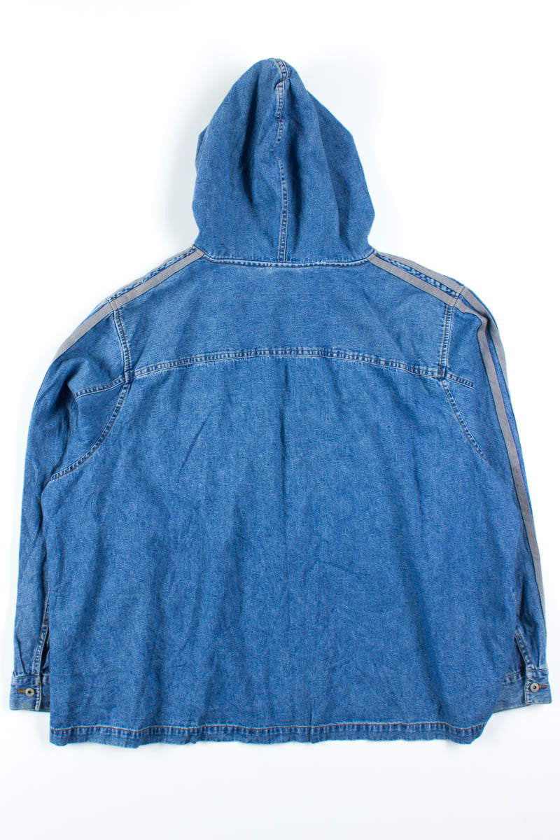 Striped Denim Zip Hoodie