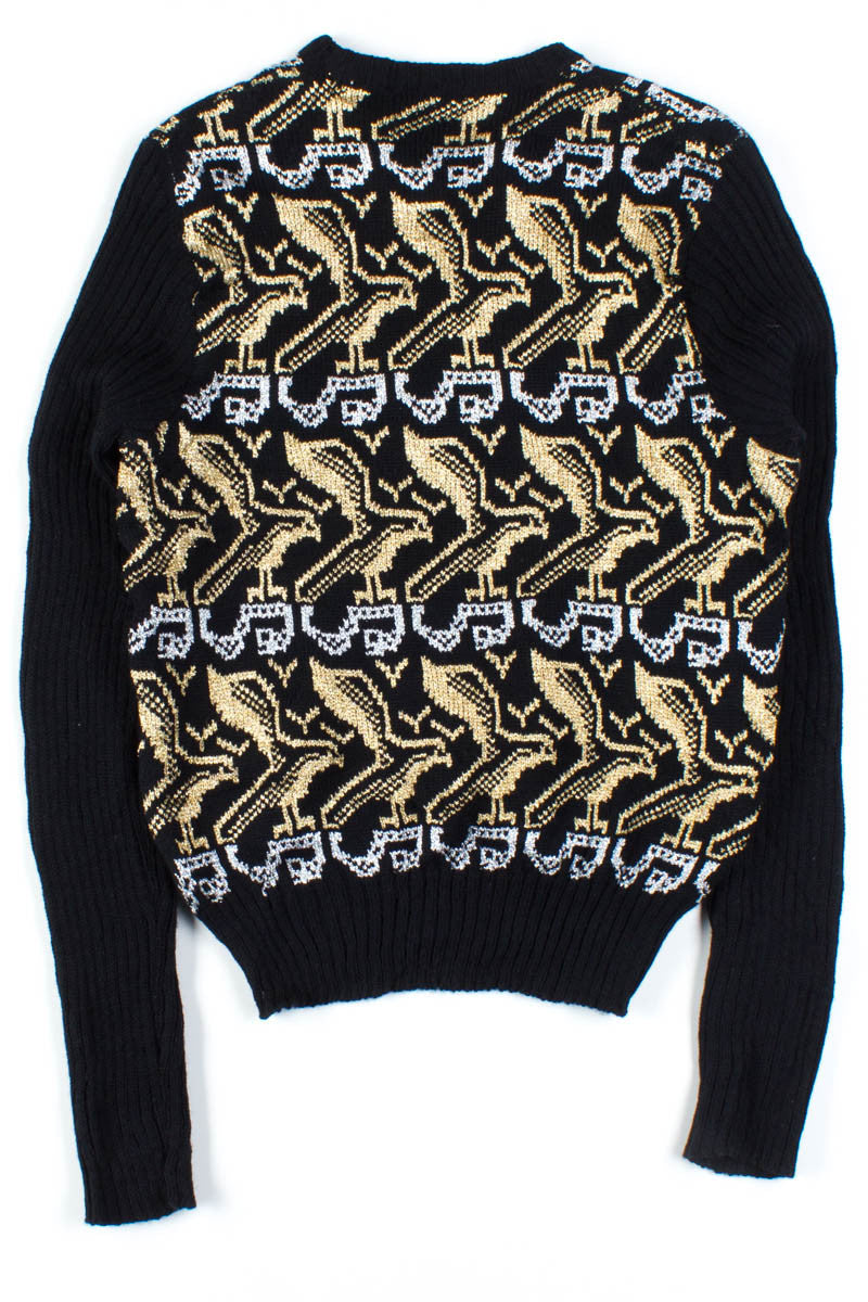 Silver & Gold Metallic Bird Sweater