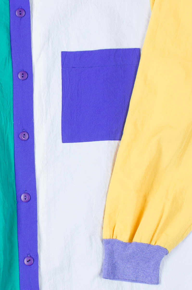 90s Colorblock Button-Up