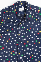 Vintage Navy Squares Button Up