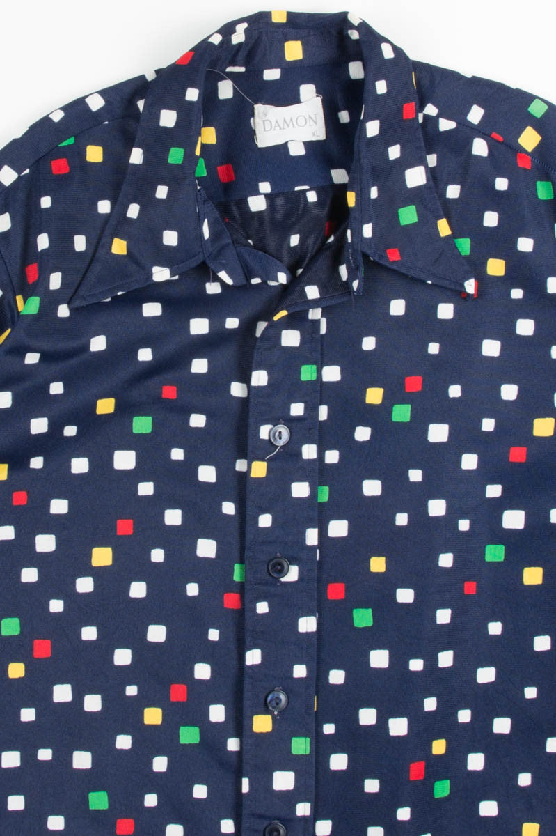 Vintage Navy Squares Button Up