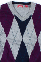 Grey V-Neck Argyle Sweater