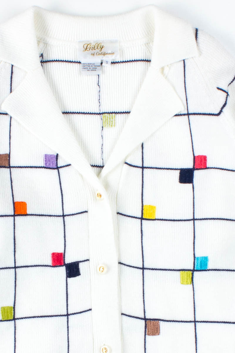 White Color Square Cardigan Sweater