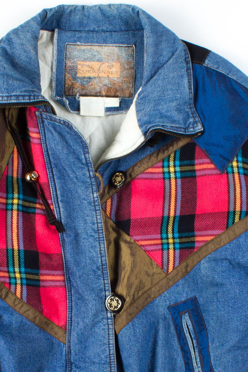 Plaid Patches Denim Jacket