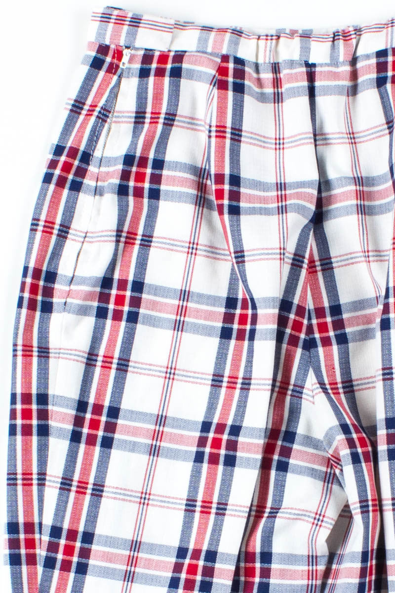White Side Zip Plaid Pants