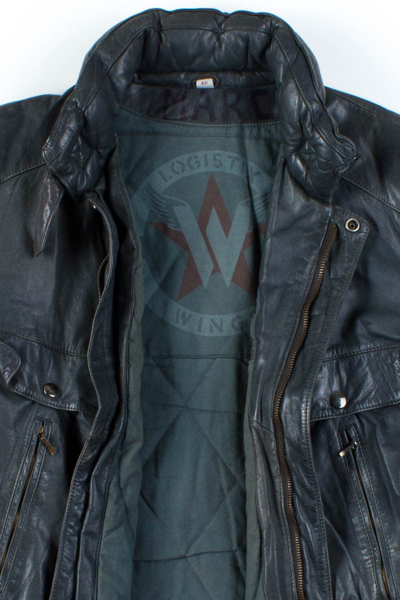 Grey Leather Biker Jacket