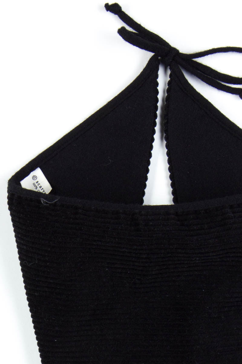 Black Corduroy Triangle Tie Scarf