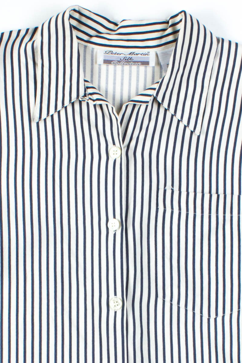 White & Navy Silk Shirt