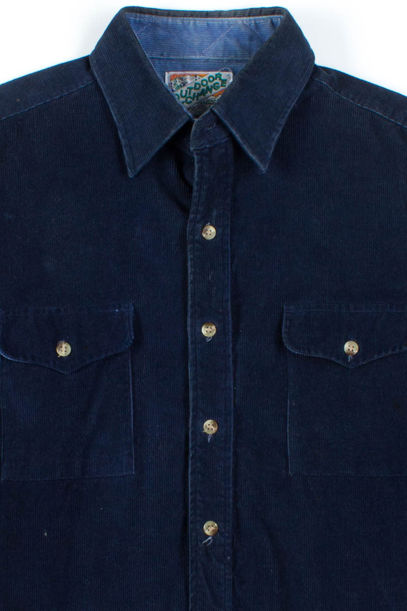 Navy Corduroy Button Up Shirt 1