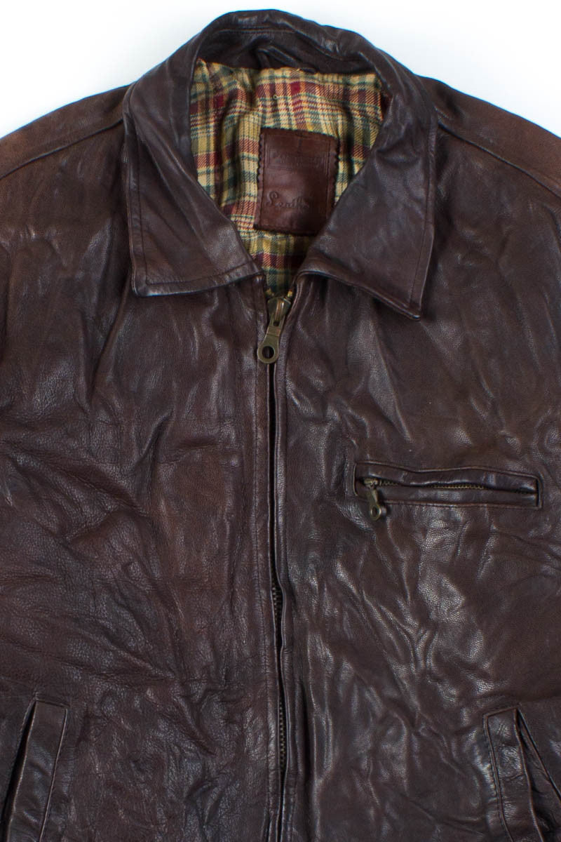 Brown Leather Biker Jacket