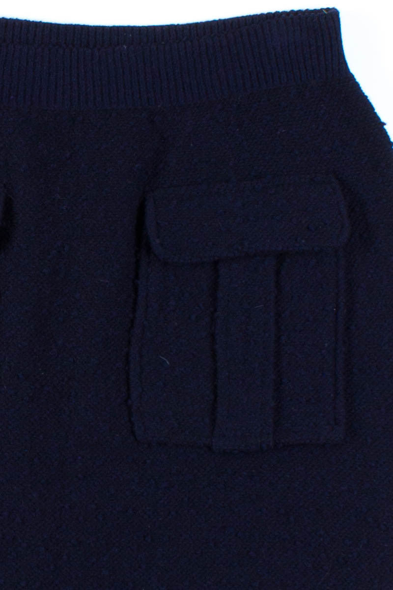 Navy Wool Pocket Skirt