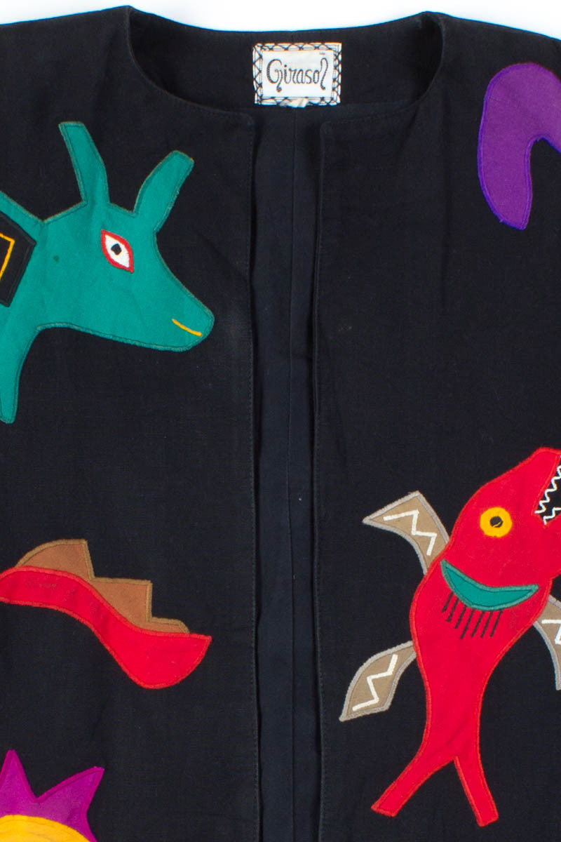 Black Animal Patch Jacket