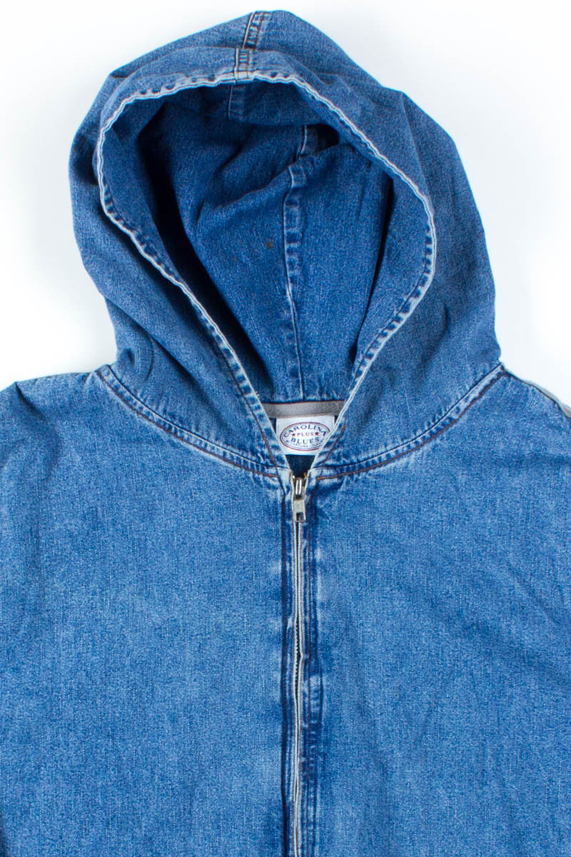 Striped Denim Zip Hoodie