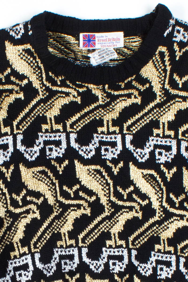 Silver & Gold Metallic Bird Sweater