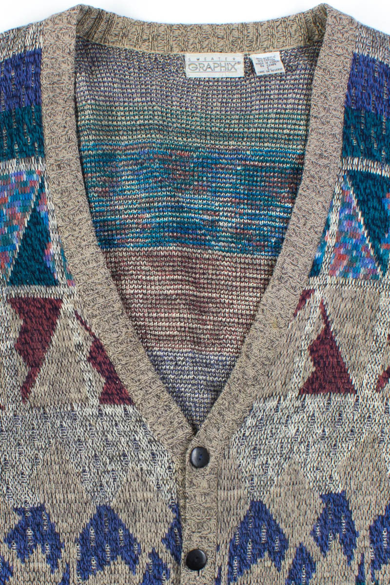 Grey 80s Cardigan Sweater