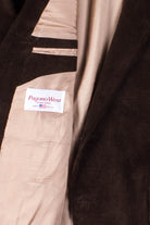 Brown Leather Collared Corduroy Blazer
