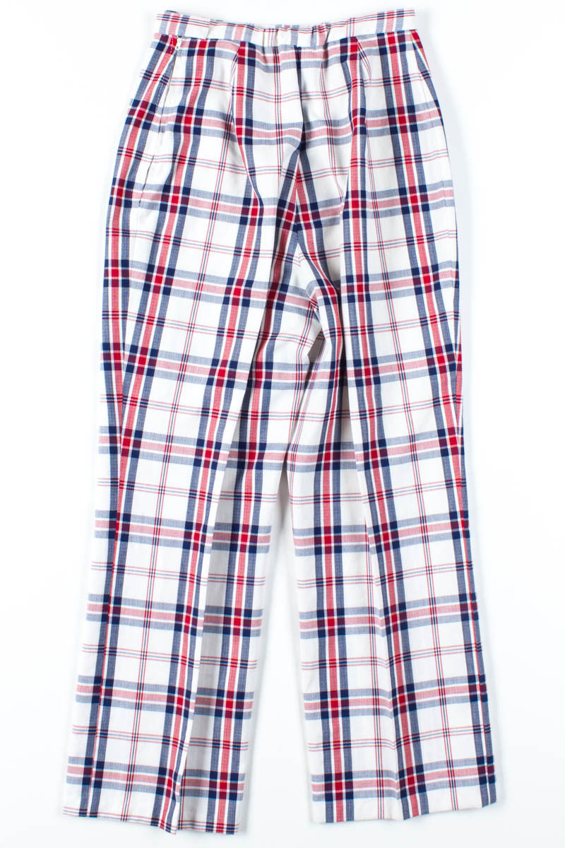 White Side Zip Plaid Pants