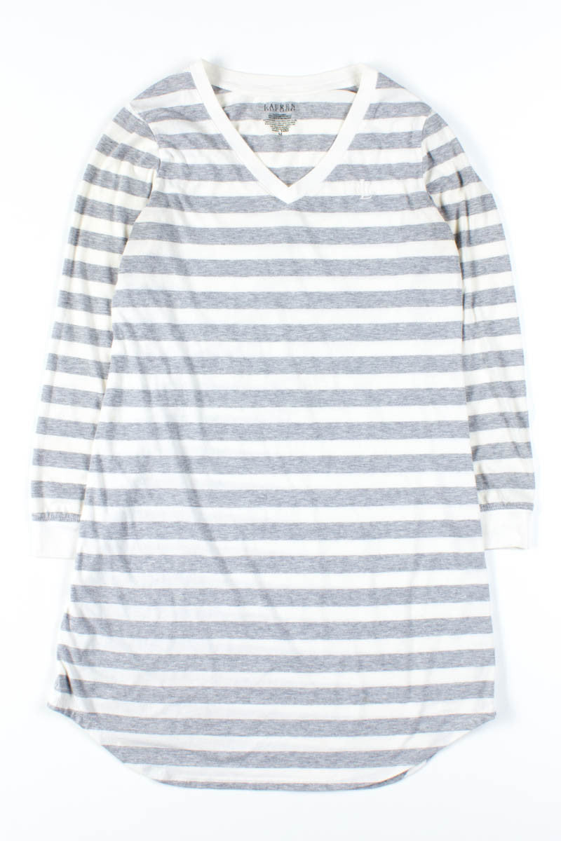 White & Grey Striped Dress