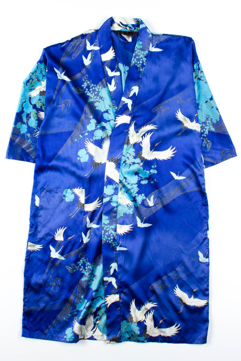 Blue Cranes Silk Kimono