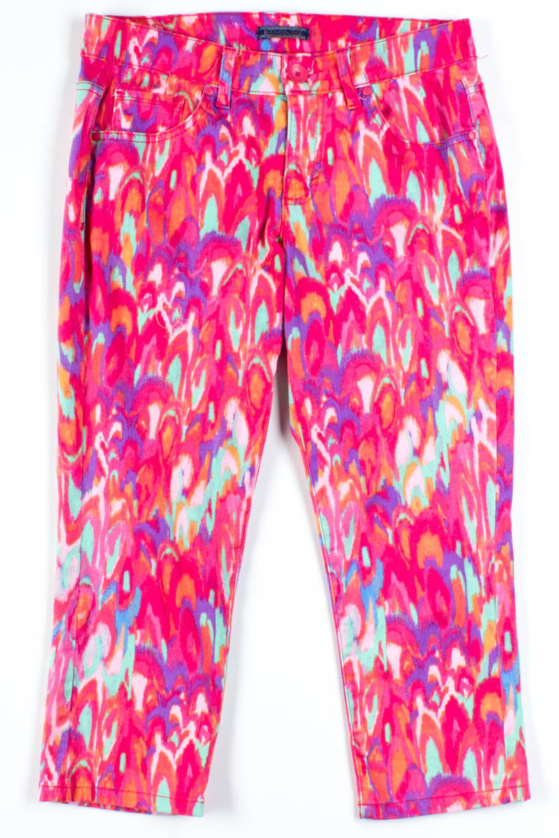Fuschia Patterned Capri Jeggings (sz. 6)