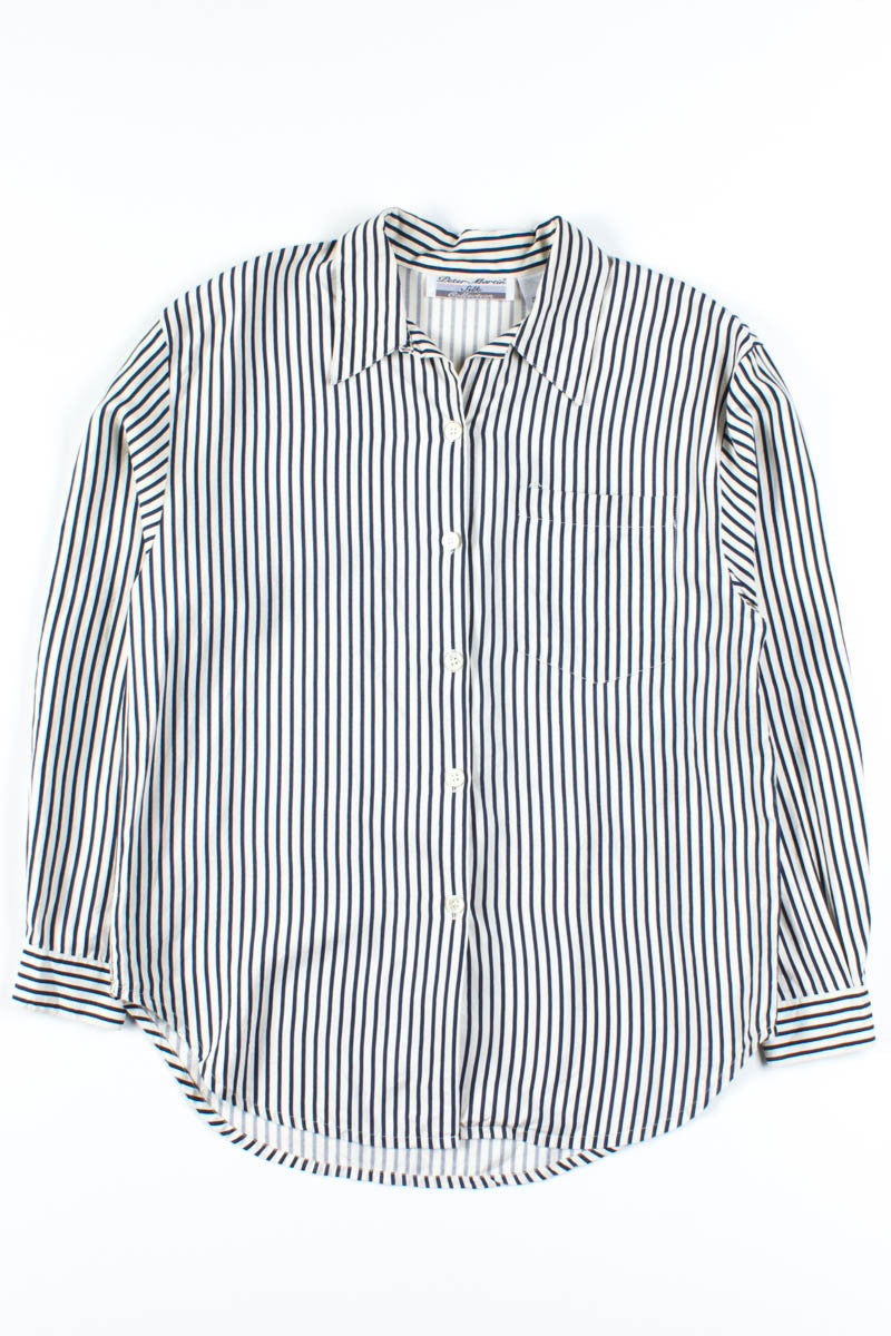 White & Navy Silk Shirt