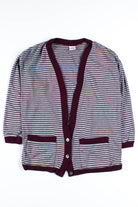 Burgundy Striped Cardigan Sweater