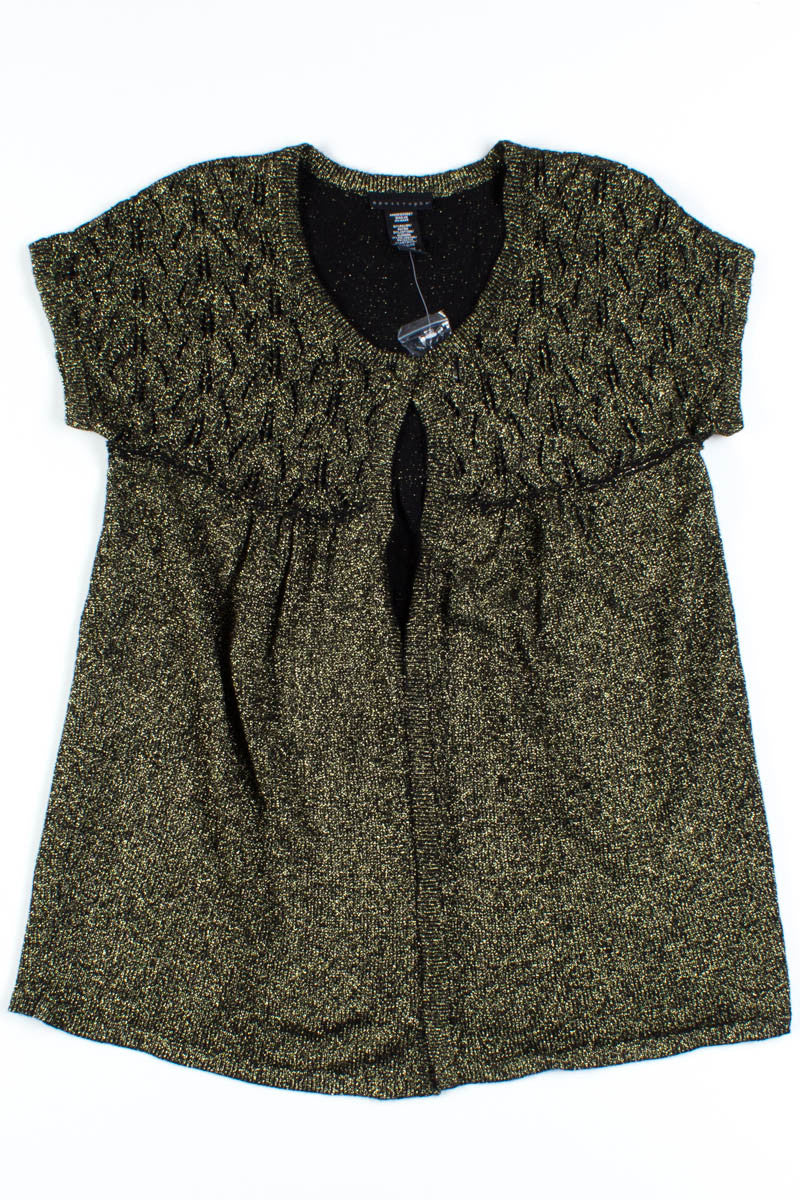 Black & Gold Metallic Short Sleeve Cardigan