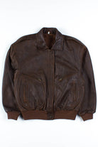 Brown Leather Bomber Jacket