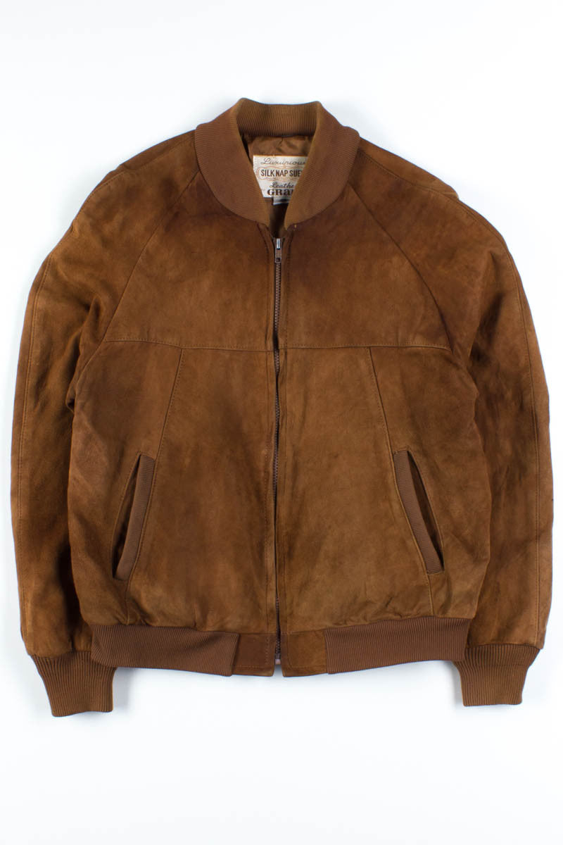 Brown Suede Bomber Jacket