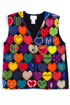Multicolor Heart Button Up Sweater Vest