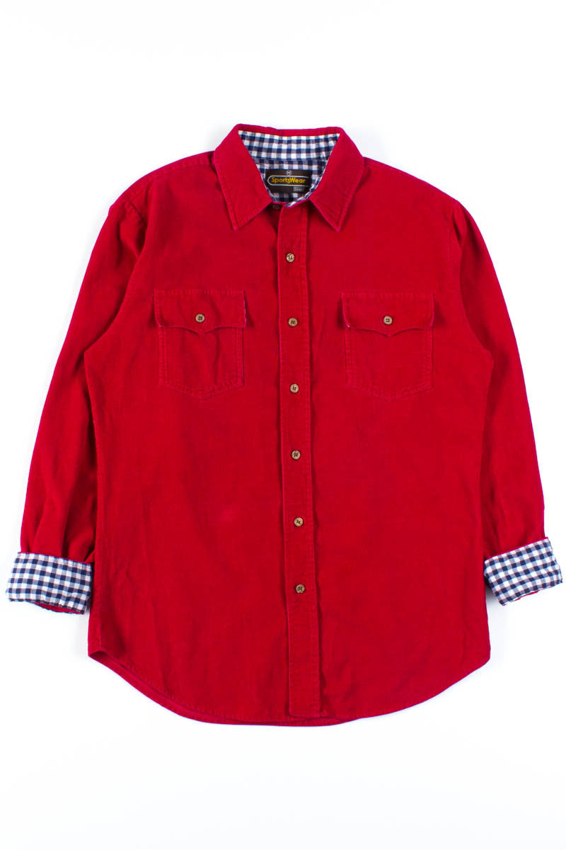 Red Corduroy Button Up Shirt