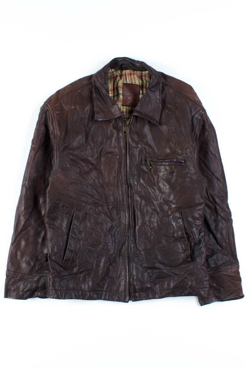 Brown Leather Biker Jacket