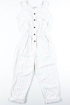 90s White Striped Sleeveless Jumpsuit