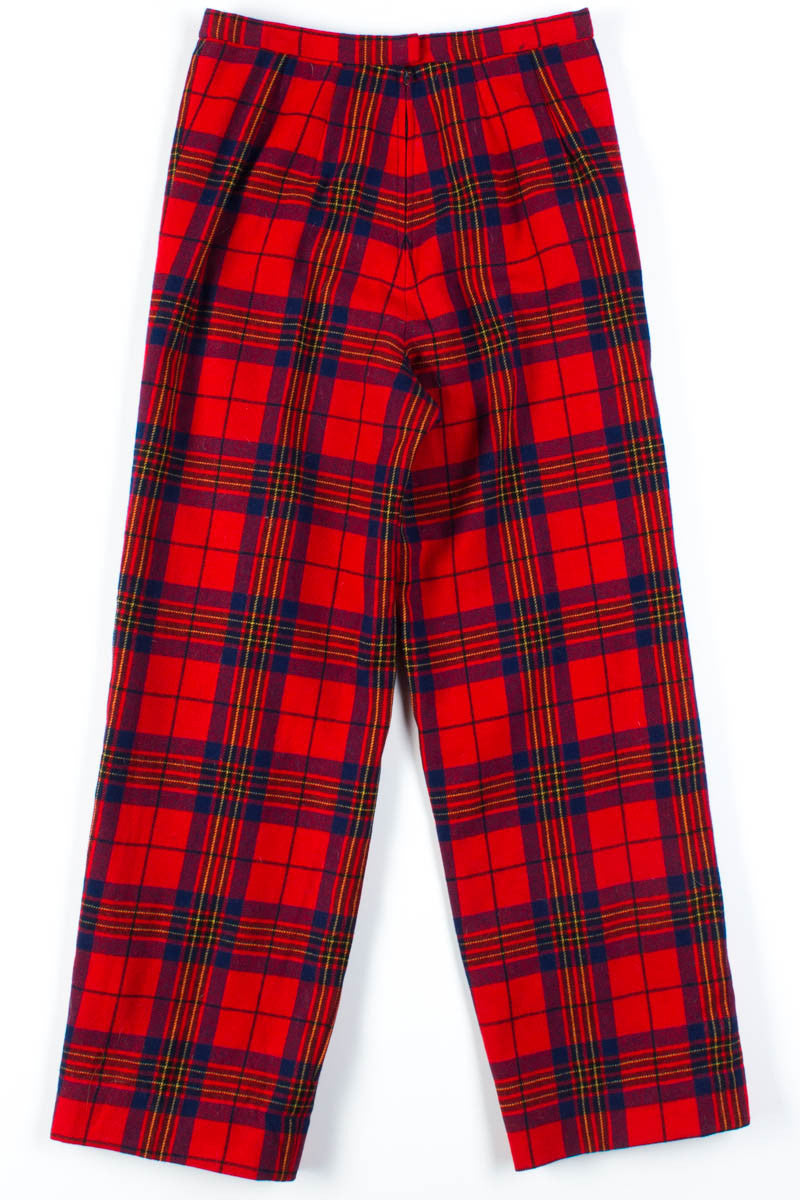 Red Wool Vintage Plaid Pants (sz. 12)