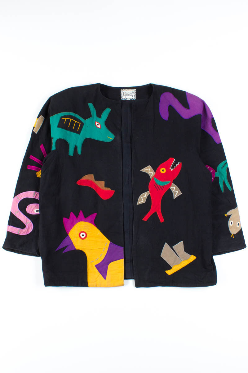 Black Animal Patch Jacket