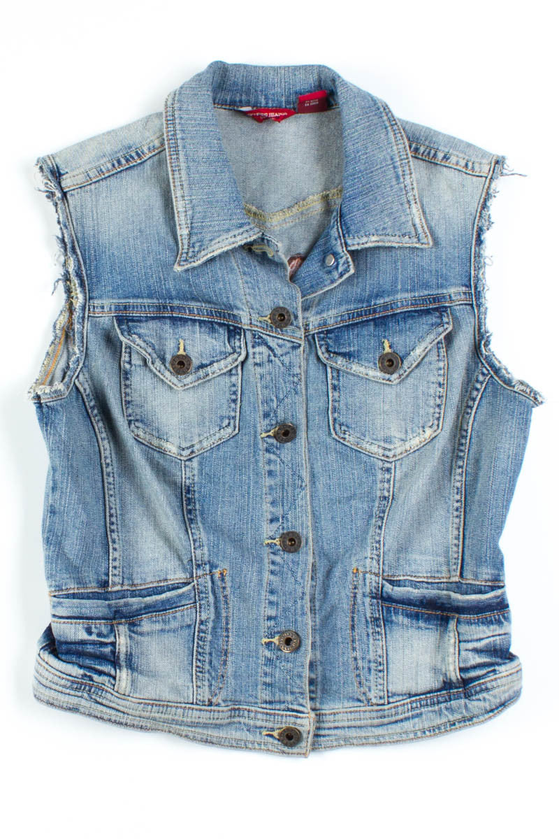 Floral Back Denim Vest