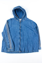 Striped Denim Zip Hoodie