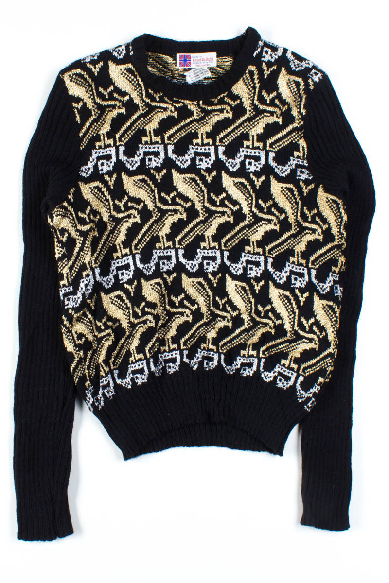 Silver & Gold Metallic Bird Sweater