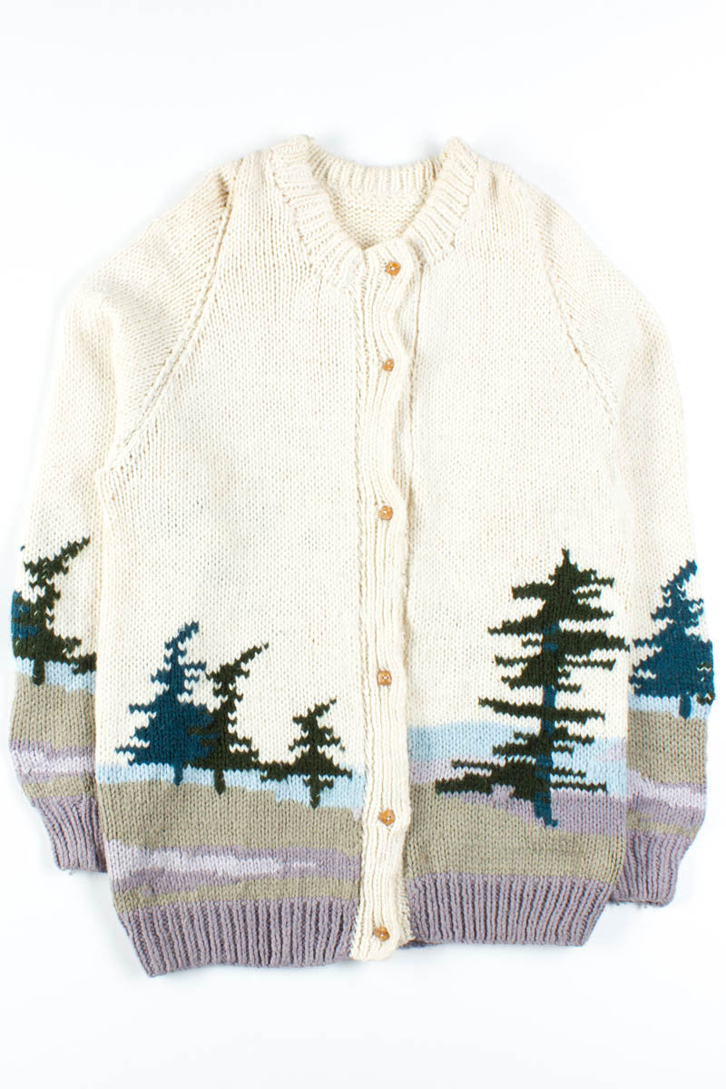 Lake Scene Cardigan Sweater