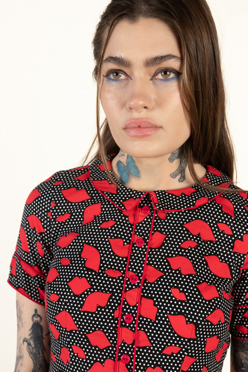 Polka Dot Lips Rockabilly Dress