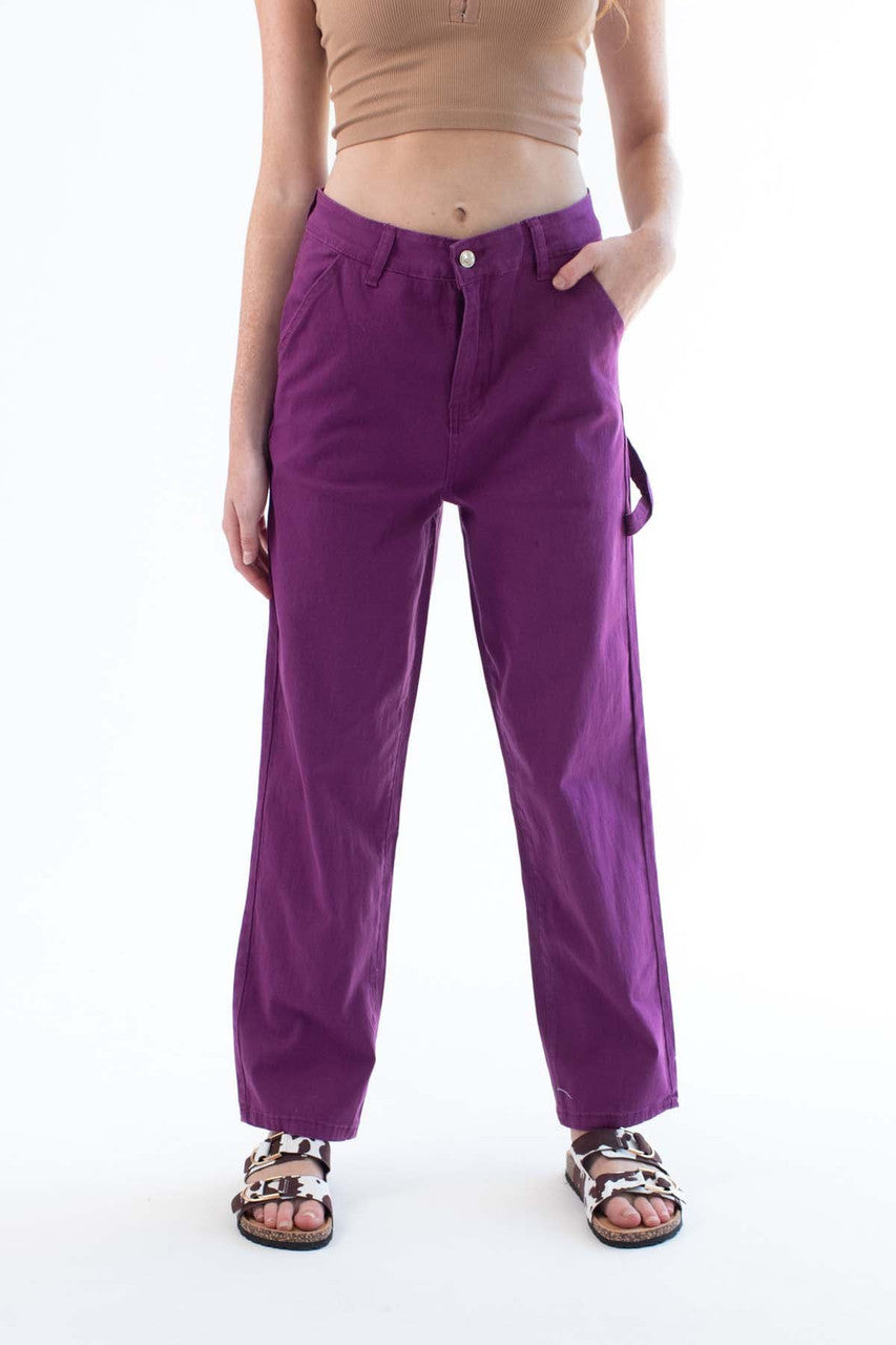 Purple Carpenter Dad Jeans