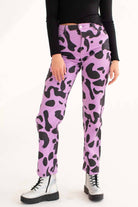 Purple Cow Print Wide Leg Jeans