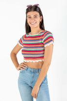 Rainbow Crochet Stripe Sweater Tee